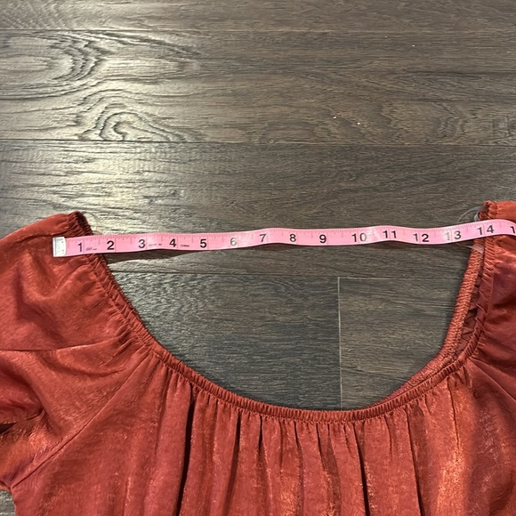 Altar’d State Midi Long Sleeve,elastic waist, crimson color,shimmer shine - Picture 8 of 11